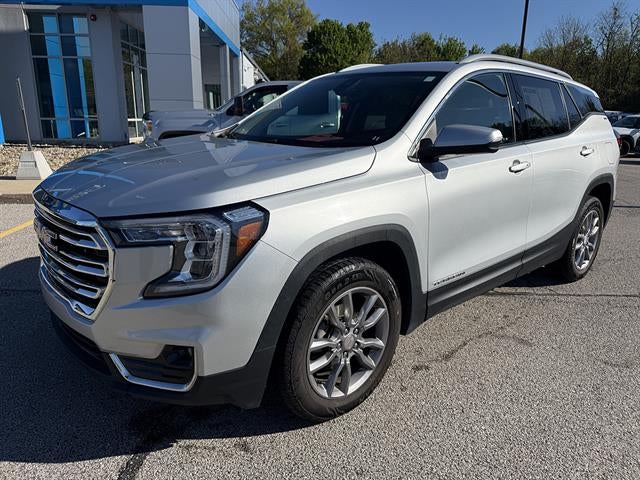 2022 GMC Terrain SLT in Quicksilver Metallic — front three-quarter view