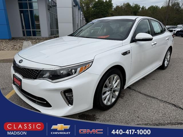 2018 Kia Optima S in White — front three-quarter view