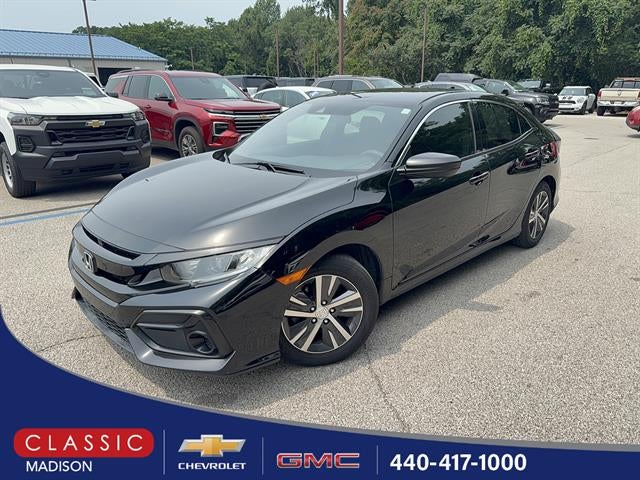2020 Honda Civic Hatchback LX in Black — front three-quarter view